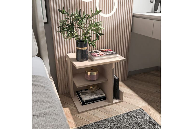 Lorik Nattbord 45 cm - Beige - Møbler - Bord - Avlastningsbord & sidobord - Sengebord & nattbord