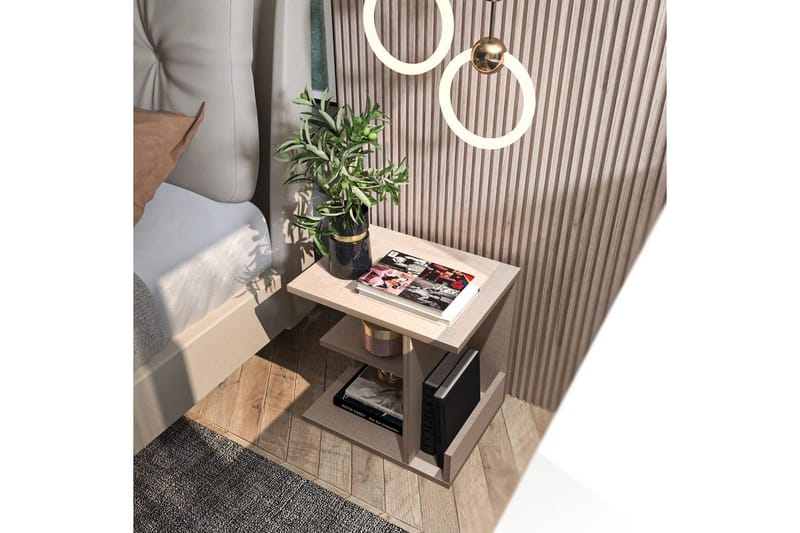 Lorik Nattbord 45 cm - Beige - Møbler - Bord - Avlastningsbord & sidobord - Sengebord & nattbord