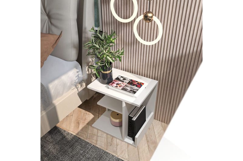 Lorik Nattbord 45 cm - Hvit - Møbler - Bord - Avlastningsbord & sidobord - Sengebord & nattbord