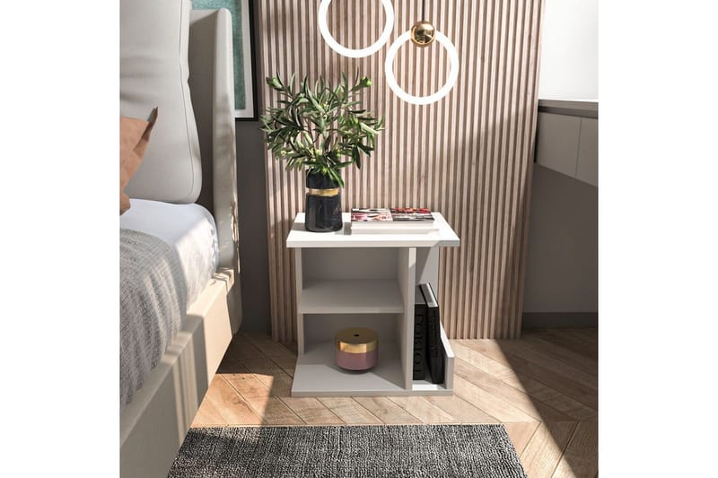 Lorik Nattbord 45 cm - Hvit - Møbler - Bord - Avlastningsbord & sidobord - Sengebord & nattbord