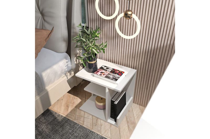 Lorik Nattbord 45 cm - Hvit - Møbler - Bord - Avlastningsbord & sidobord - Sengebord & nattbord