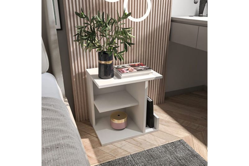Lorik Nattbord 45 cm - Hvit - Møbler - Bord - Avlastningsbord & sidobord - Sengebord & nattbord