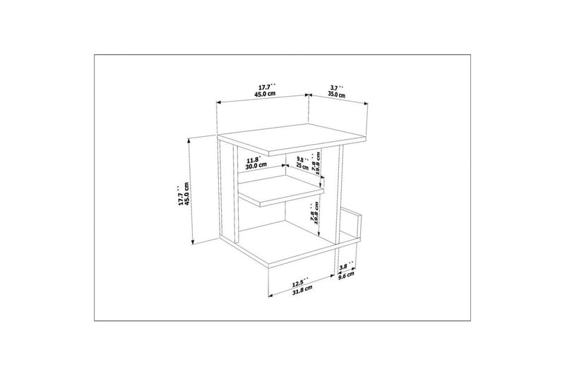 Lorik Nattbord 45 cm - Hvit - Møbler - Bord - Avlastningsbord & sidobord - Sengebord & nattbord