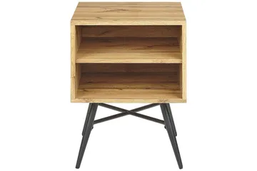 Lubock Nattbord 40 cm i Tre med Eikeutseende og Oppbevaring - Lysebrun - Møbler - Bord - Avlastningsbord & sidobord - Sengebord & nattbord