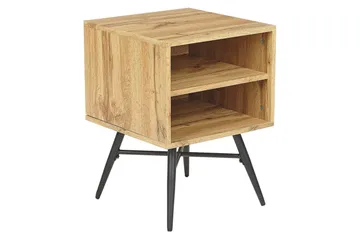 Lubock Nattbord 40 cm i Tre med Eikeutseende og Oppbevaring - Lysebrun - Møbler - Bord - Avlastningsbord & sidobord - Sengebord & nattbord