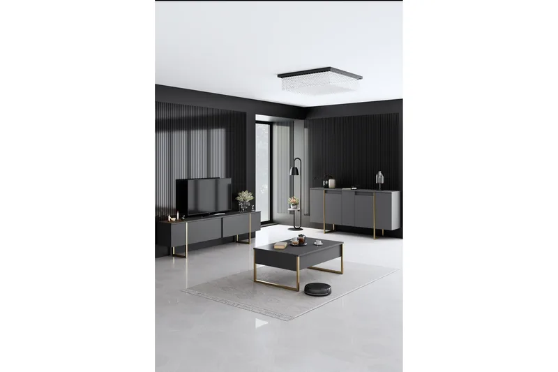 Luxe Konsollbord 160 cm - Grå/Gull - Oppbevaring - Oppbevaringsmøbler - Sideboard & skjenk