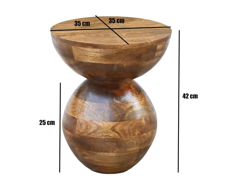 Malren rundt sidebord 35 cm i massivt mangotre - natur - Møbler - Bord - Avlastningsbord & sidobord - Pidestall & blomsterpidestall