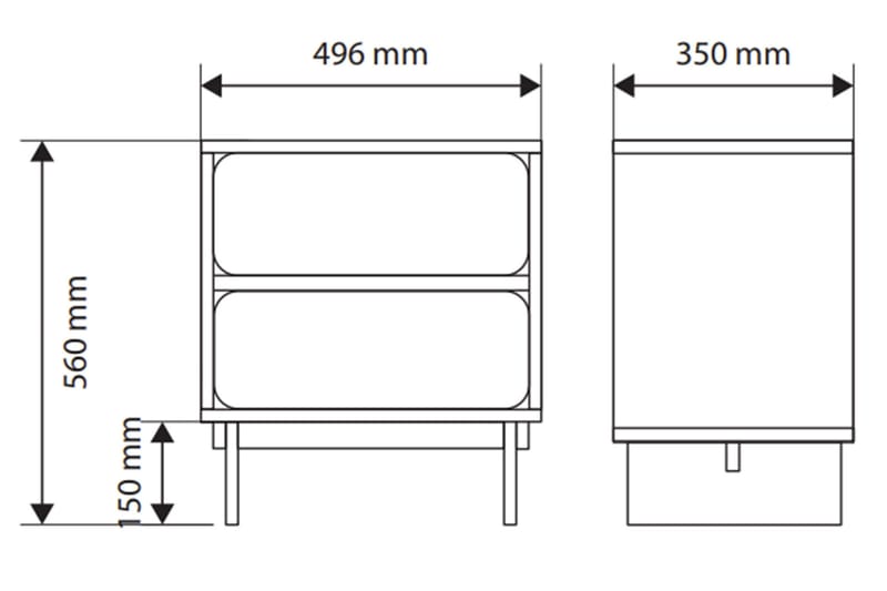 Marinport Nattbord 50 cm - Beige - Møbler - Bord - Avlastningsbord & sidobord - Sengebord & nattbord