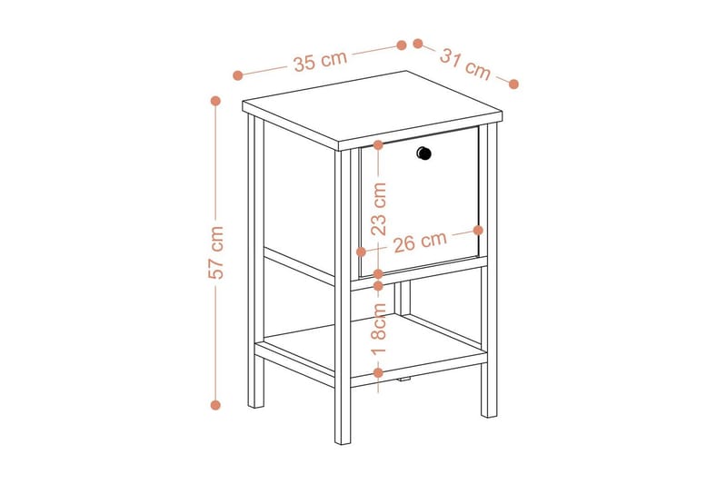 Matar Sidebord 35 cm - Brun/Svart - Møbler - Bord - Avlastningsbord & sidobord - Lampebord & sidebord