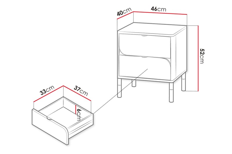 Monfort Nattbord 46 cm - Beige - Møbler - Bord - Avlastningsbord & sidobord - Sengebord & nattbord
