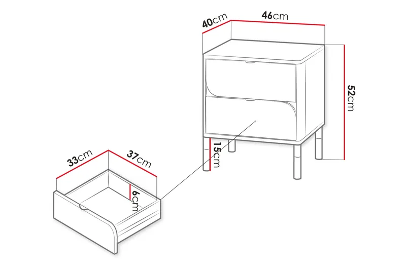 Monfort Nattbord 46 cm - Beige - Møbler - Bord - Avlastningsbord & sidobord - Sengebord & nattbord