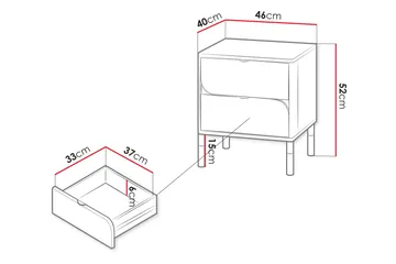 Monfort Nattbord 46 cm - Beige - Møbler - Bord - Avlastningsbord & sidobord - Sengebord & nattbord
