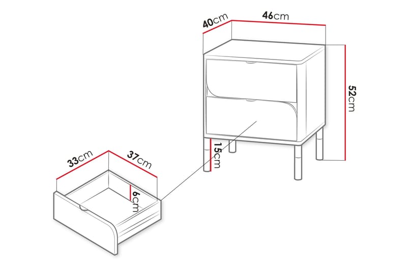 Monfort Nattbord 46 cm - Beige - Møbler - Bord - Avlastningsbord & sidobord - Sengebord & nattbord