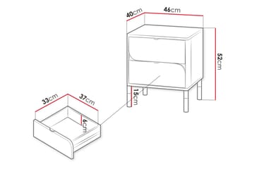 Monfort Nattbord 46 cm - Beige - Møbler - Bord - Avlastningsbord & sidobord - Sengebord & nattbord