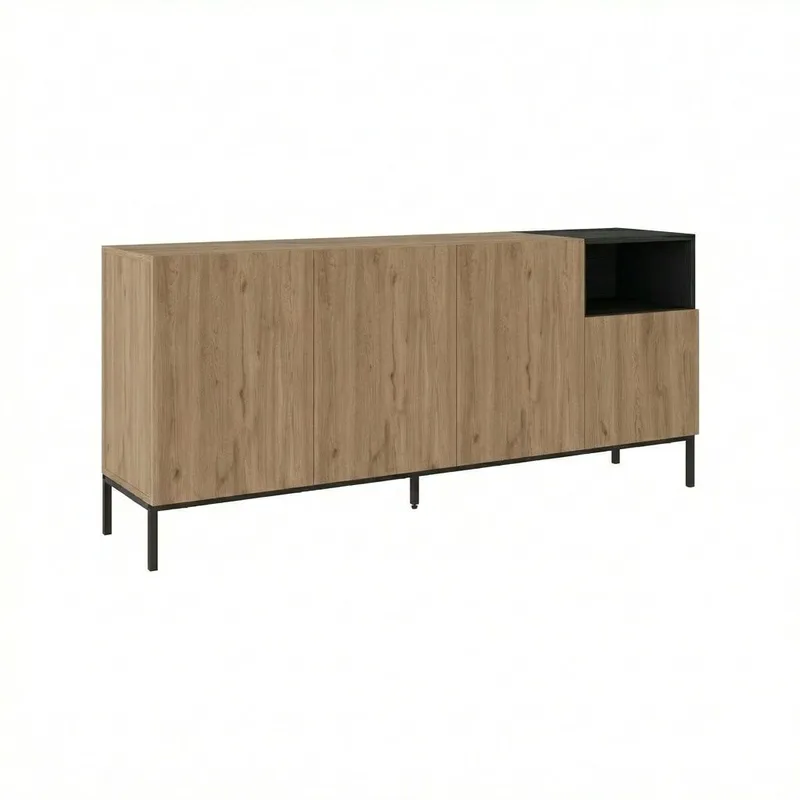 Morlen Konsoll 180x80x41,8 cm - Natural Oak, Wood Black, Sandstone - Møbler - Bord - Avlastningsbord & sidobord - Konsollbord & gangbord