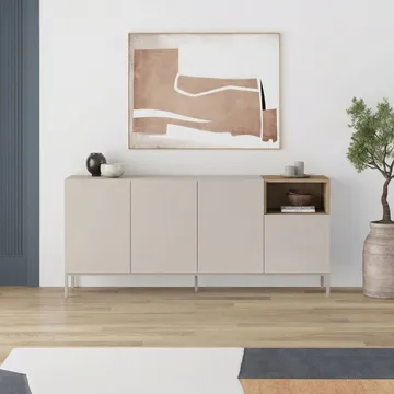 Morlen Konsoll 180x80x41,8 cm - Sandstein og naturlig eik - Møbler - Bord - Avlastningsbord & sidobord - Konsollbord & gangbord