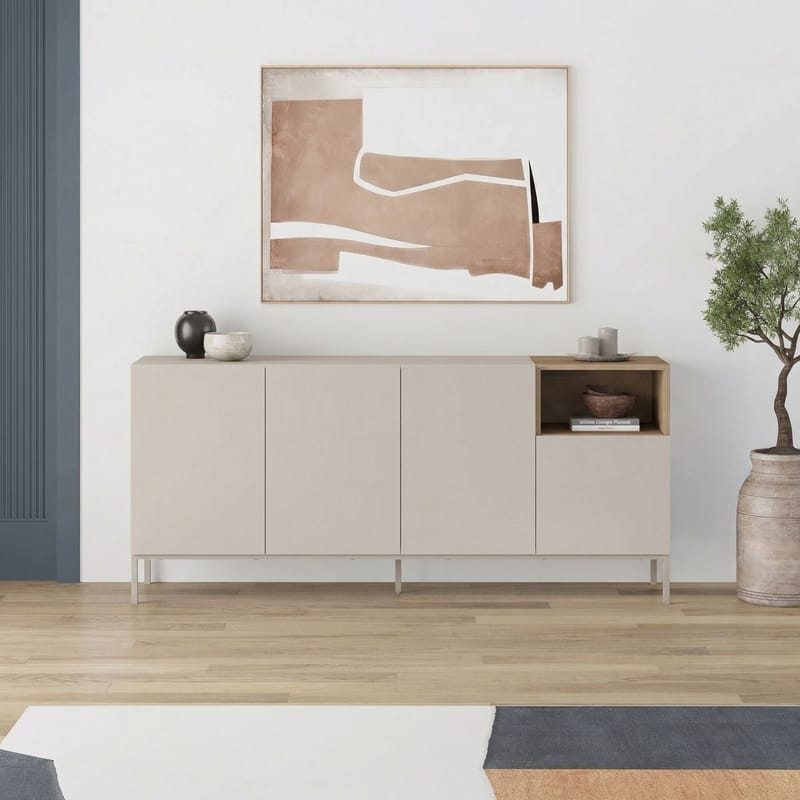 Morlen Konsoll 180x80x41,8 cm - Sandstein og naturlig eik - Møbler - Bord - Avlastningsbord & sidobord - Konsollbord & gangbord