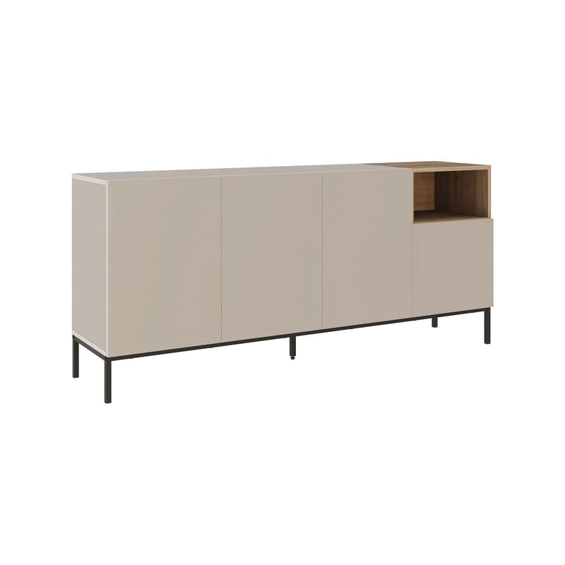 Morlen Konsoll 180x80x41,8 cm, Sandstone, Natural Oak, Black