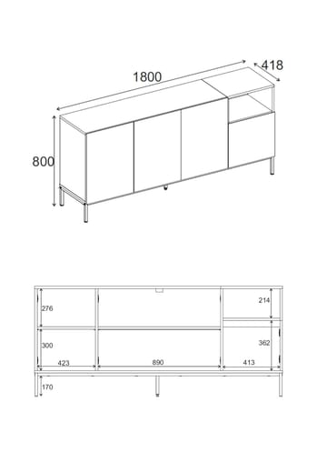 Morlen Konsoll 180x80x41,8 cm - Sandstone, Natural Oak, Black - Møbler - Bord - Avlastningsbord & sidobord - Konsollbord & gangbord