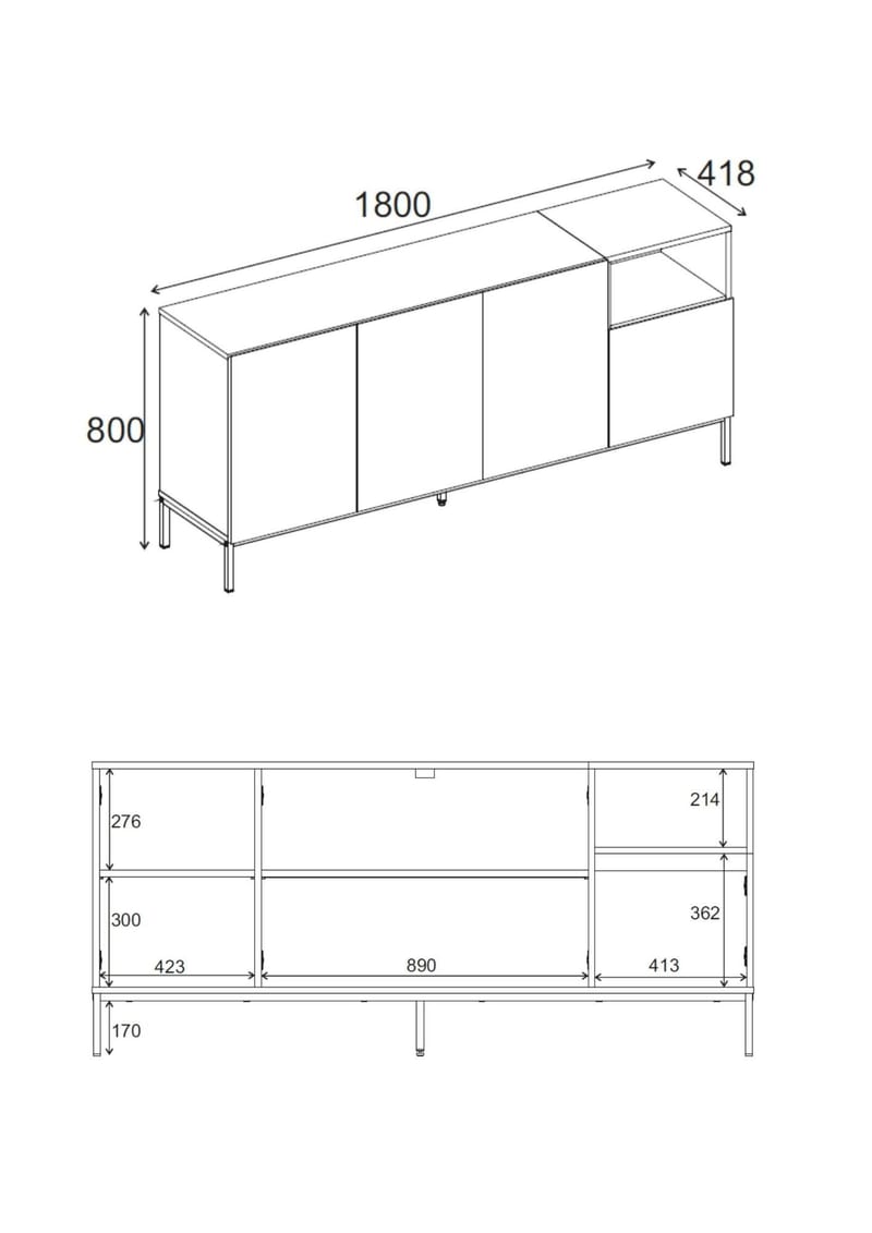 Morlen Konsoll 180x80x41,8 cm - Sandstone, Natural Oak, Black - Møbler - Bord - Avlastningsbord & sidobord - Konsollbord & gangbord
