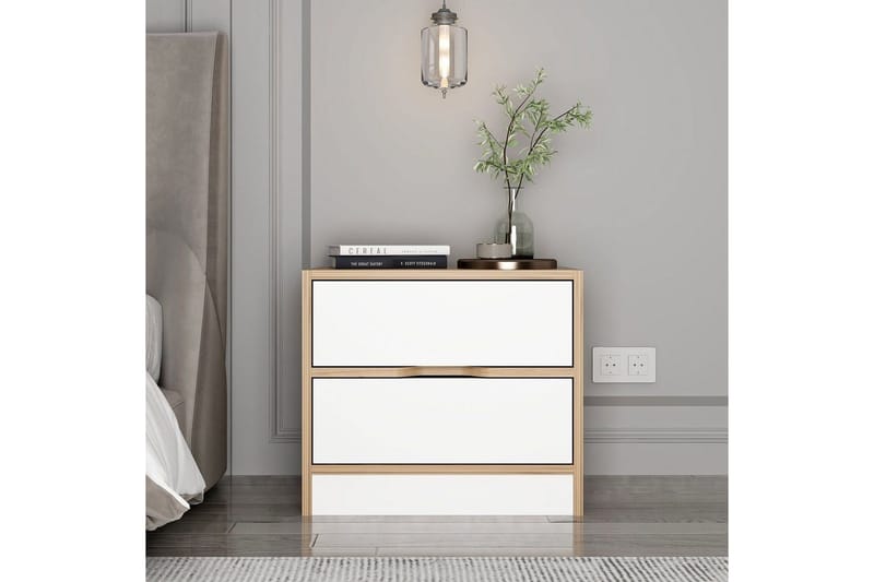 Munna Nattbord 54 cm - Valnøtt/Hvit - Møbler - Bord - Avlastningsbord & sidobord - Sengebord & nattbord