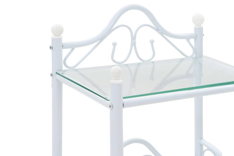 Nattbord 2 stk stål og herdet glass 45x30,5x60 cm hvit - Grå|Hvit - Sengebord & nattbord