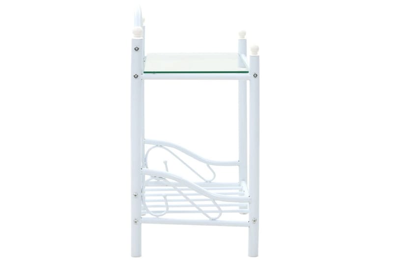 Nattbord 2 stk stål og herdet glass 45x30,5x60 cm hvit - Grå|Hvit - Sengebord & nattbord