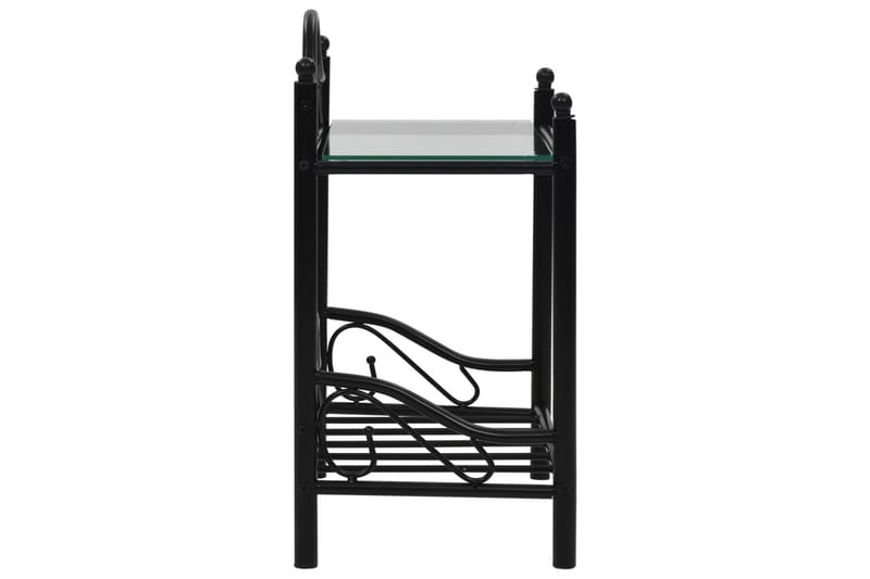 Nattbord 2 stk stål og herdet glass 45x30,5x60 cm svart - Svart - Sengebord & nattbord