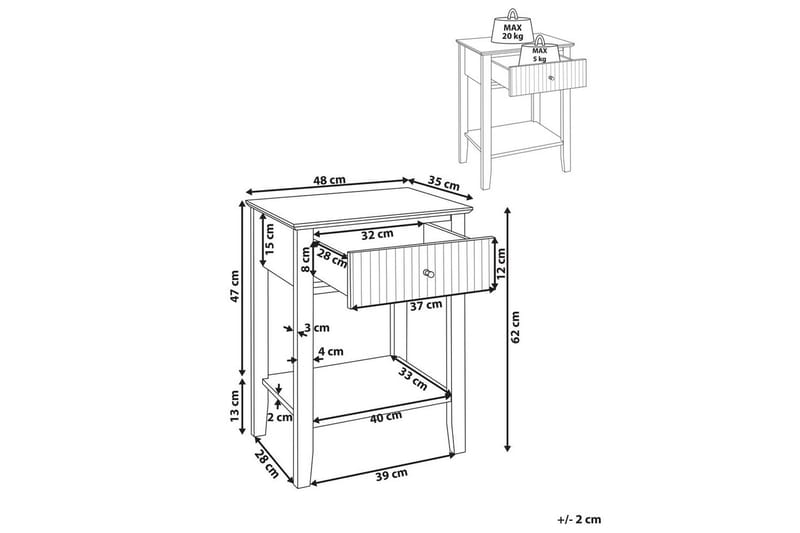 Nattbord Assisi med oppbevaringsskuff - Møbler - Bord - Avlastningsbord & sidobord - Sengebord & nattbord