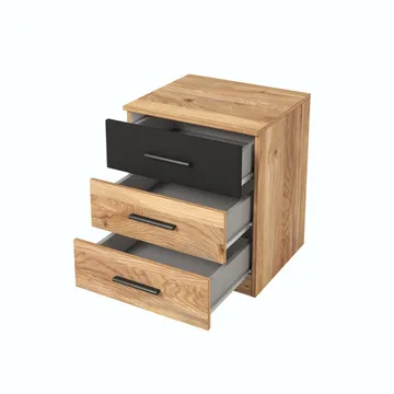 Nattbord Beta med 3 Skuffer - Mauvella eik - Møbler - Bord - Avlastningsbord & sidobord - Sengebord & nattbord
