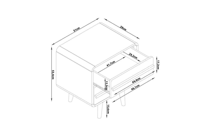 Nattbord Chantal Grå - Grå - Møbler - Bord - Avlastningsbord & sidobord - Sengebord & nattbord