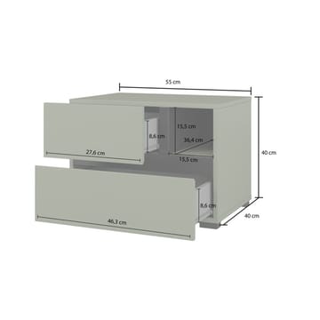 Nattbord Cross S med 2 skuffer - Grønn - Møbler - Bord - Avlastningsbord & sidobord - Sengebord & nattbord