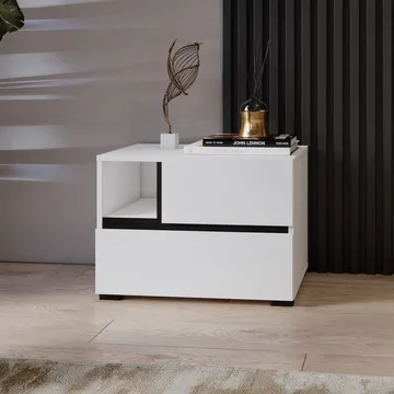 Nattbord Cross S med 2 skuffer - Hvit - Møbler - Bord - Avlastningsbord & sidobord - Sengebord & nattbord