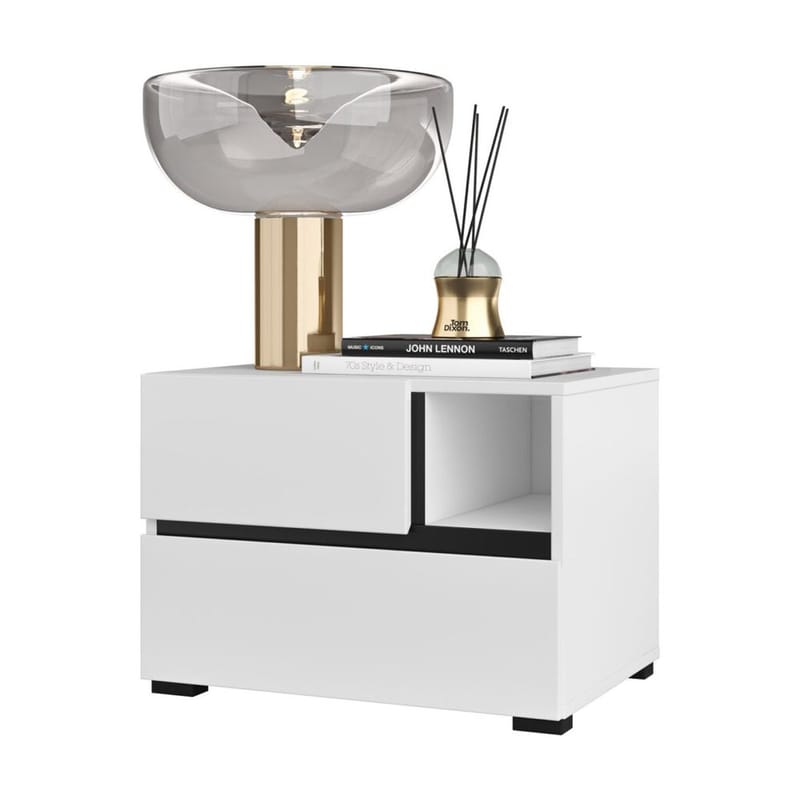 Nattbord Cross S med 2 skuffer - Hvit - Møbler - Bord - Avlastningsbord & sidobord - Sengebord & nattbord