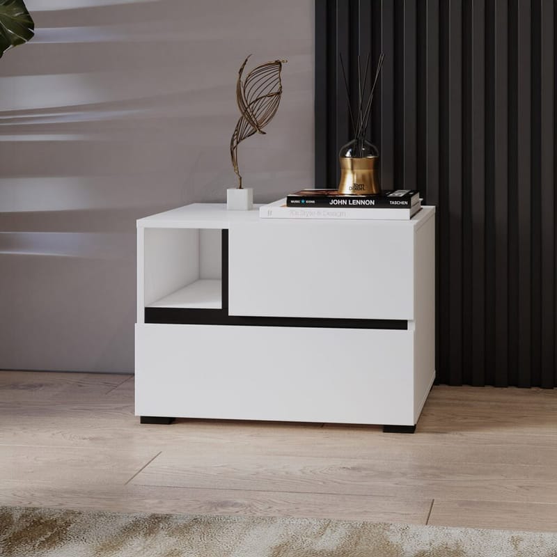 Nattbord Cross S med 2 skuffer - Hvit - Møbler - Bord - Avlastningsbord & sidobord - Sengebord & nattbord