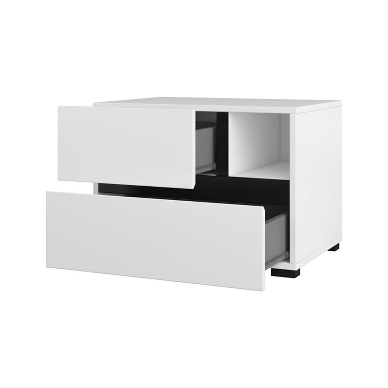 Nattbord Cross S med 2 skuffer - Hvit - Møbler - Bord - Avlastningsbord & sidobord - Sengebord & nattbord