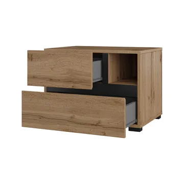 Nattbord Cross S med 2 skuffer - Wotan eik - Møbler - Bord - Avlastningsbord & sidobord - Sengebord & nattbord