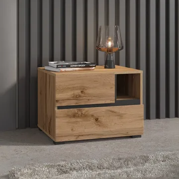 Nattbord Cross S med 2 skuffer - Wotan eik - Møbler - Bord - Avlastningsbord & sidobord - Sengebord & nattbord