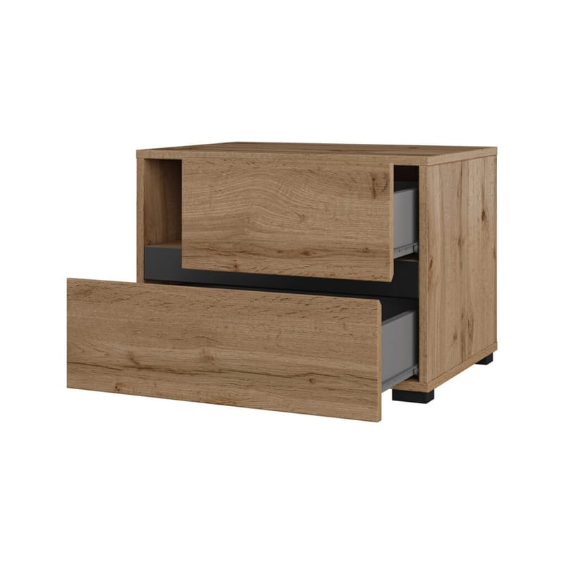 Nattbord Cross S med 2 skuffer - Wotan eik - Møbler - Bord - Avlastningsbord & sidobord - Sengebord & nattbord