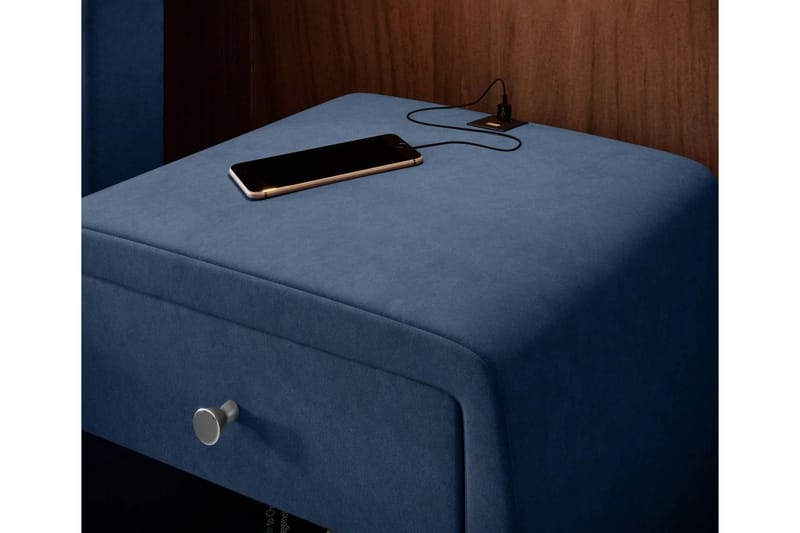 Nattbord Evander 48 cm med Oppbevaring Skuff - Blå - Sengebord & nattbord