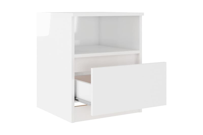 Nattbord høyglans hvit 40x40x50 cm sponplate - Hvit - Sengebord & nattbord