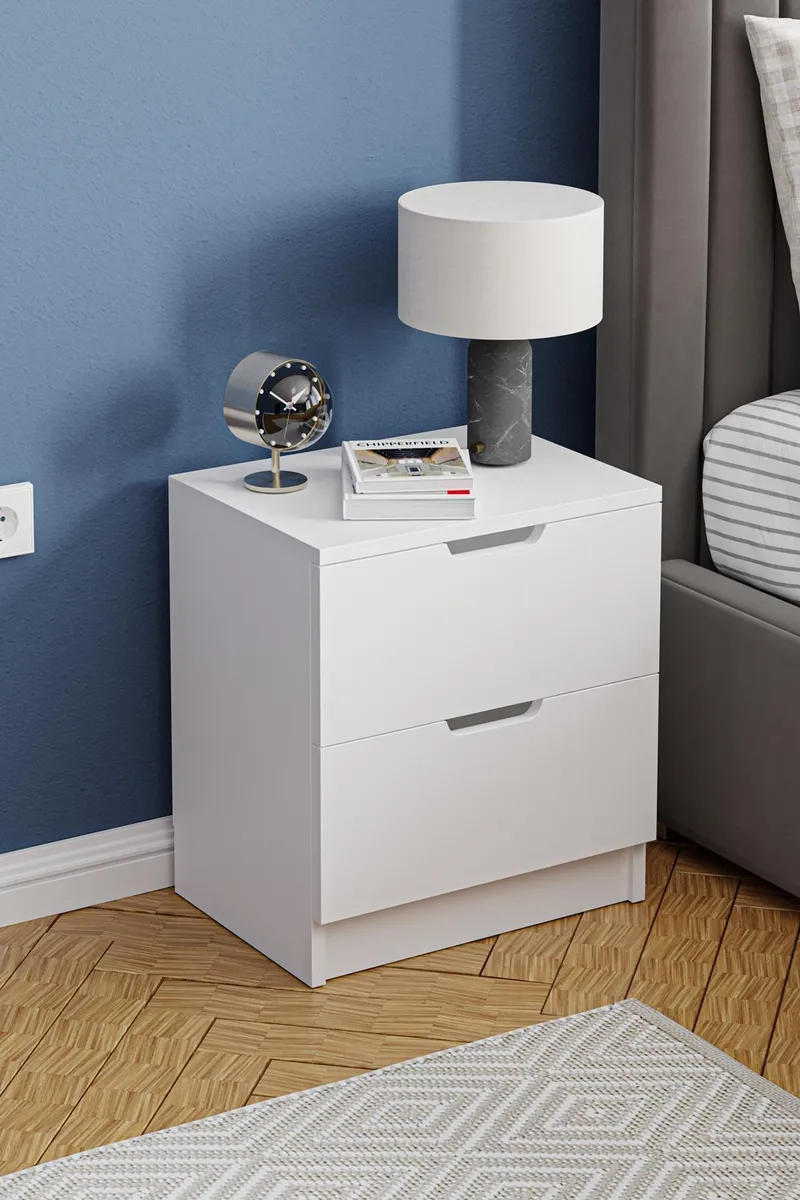 Nattbord Hanah Home Lento (45 x 50 x 33 cm) Hvit - Møbler - Bord - Avlastningsbord & sidobord - Sengebord & nattbord