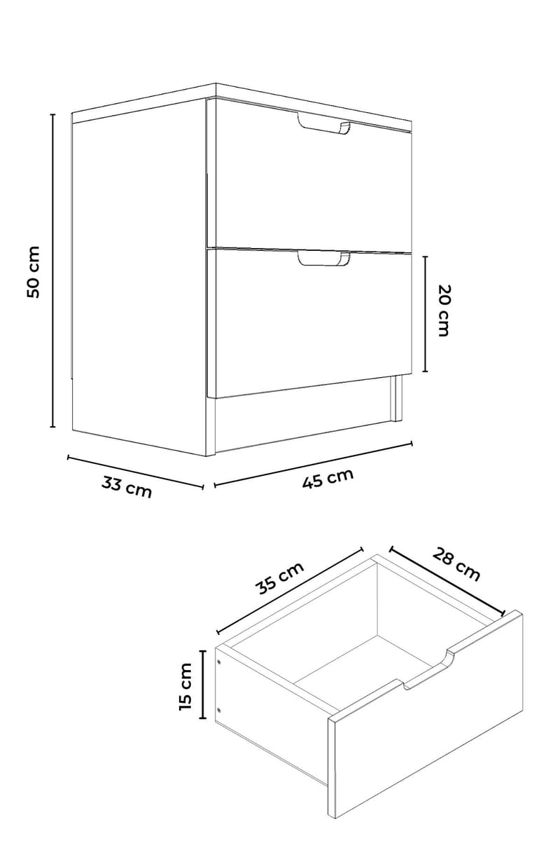 Nattbord Hanah Home Lento (45 x 50 x 33 cm) Hvit - Møbler - Bord - Avlastningsbord & sidobord - Sengebord & nattbord