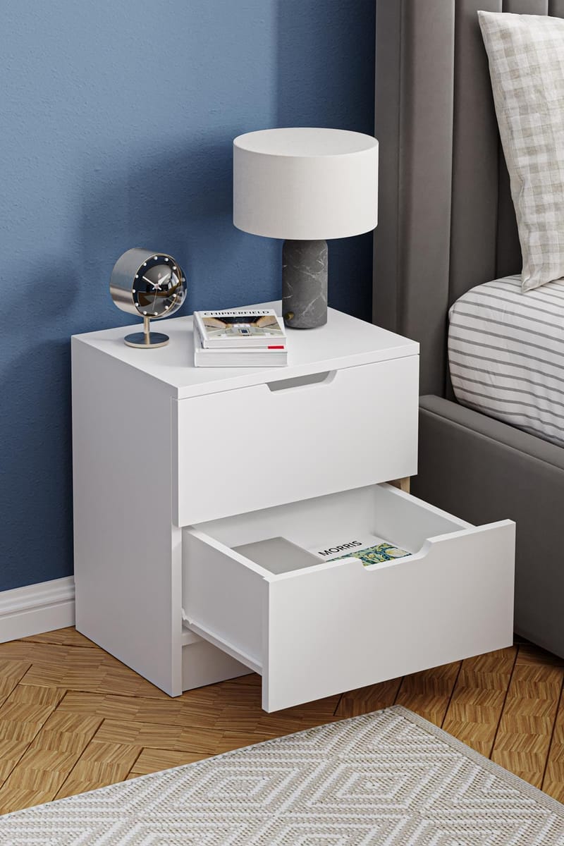 Nattbord Hanah Home Lento (45 x 50 x 33 cm) Hvit - Møbler - Bord - Avlastningsbord & sidobord - Sengebord & nattbord