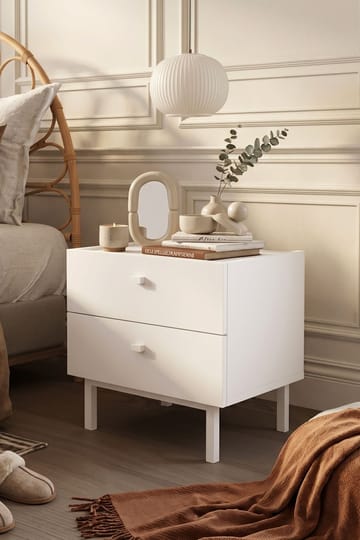 Nattbord Hanah Home Luke (47,9 x 47 x 36,8 cm) Hvit - Hvit - Møbler - Bord - Avlastningsbord & sidobord - Sengebord & nattbord