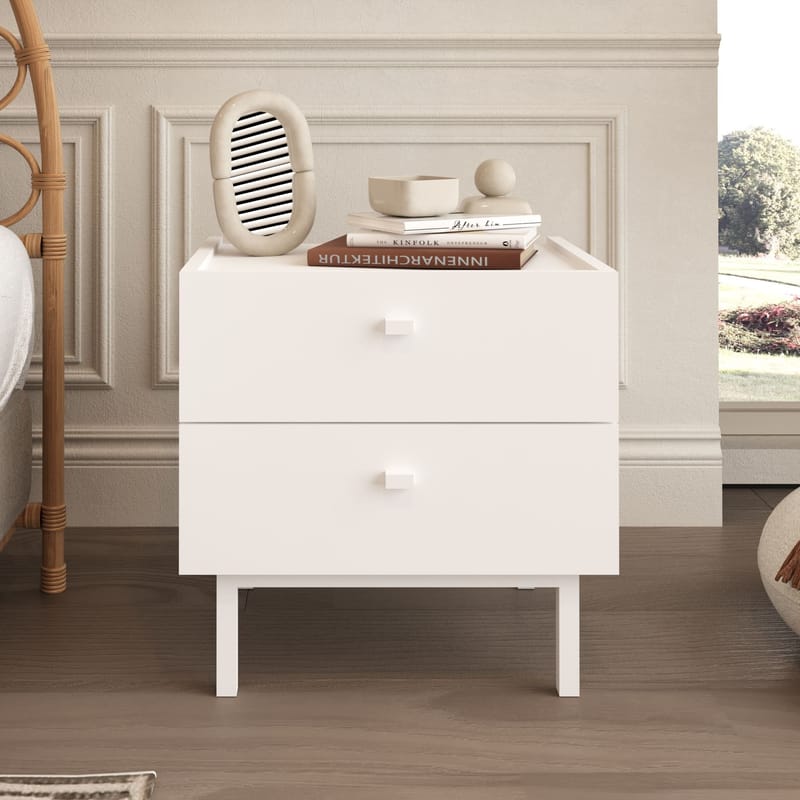 Nattbord Hanah Home Luke (47,9 x 47 x 36,8 cm) Hvit - Hvit - Møbler - Bord - Avlastningsbord & sidobord - Sengebord & nattbord
