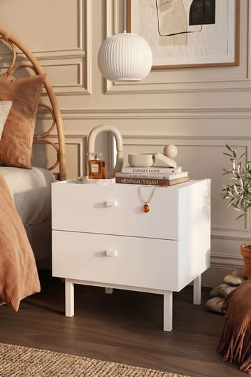 Nattbord Hanah Home Luke (47,9 x 47 x 36,8 cm) Hvit - Hvit - Møbler - Bord - Avlastningsbord & sidobord - Sengebord & nattbord
