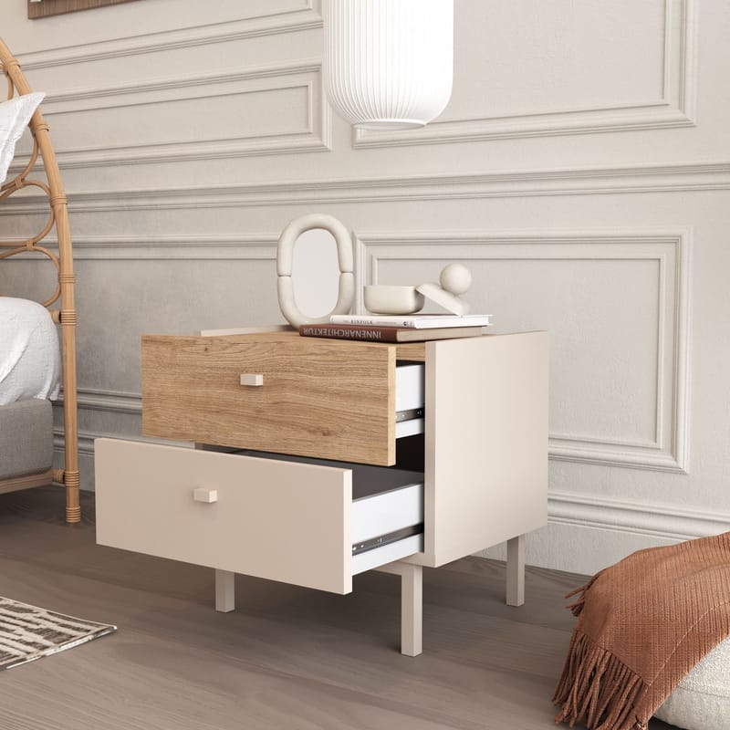Nattbord Hanah Home Luke (47,9 x 47 x 36,8 cm) Sand eik - Sand eik - Møbler - Bord - Avlastningsbord & sidobord - Sengebord & nattbord
