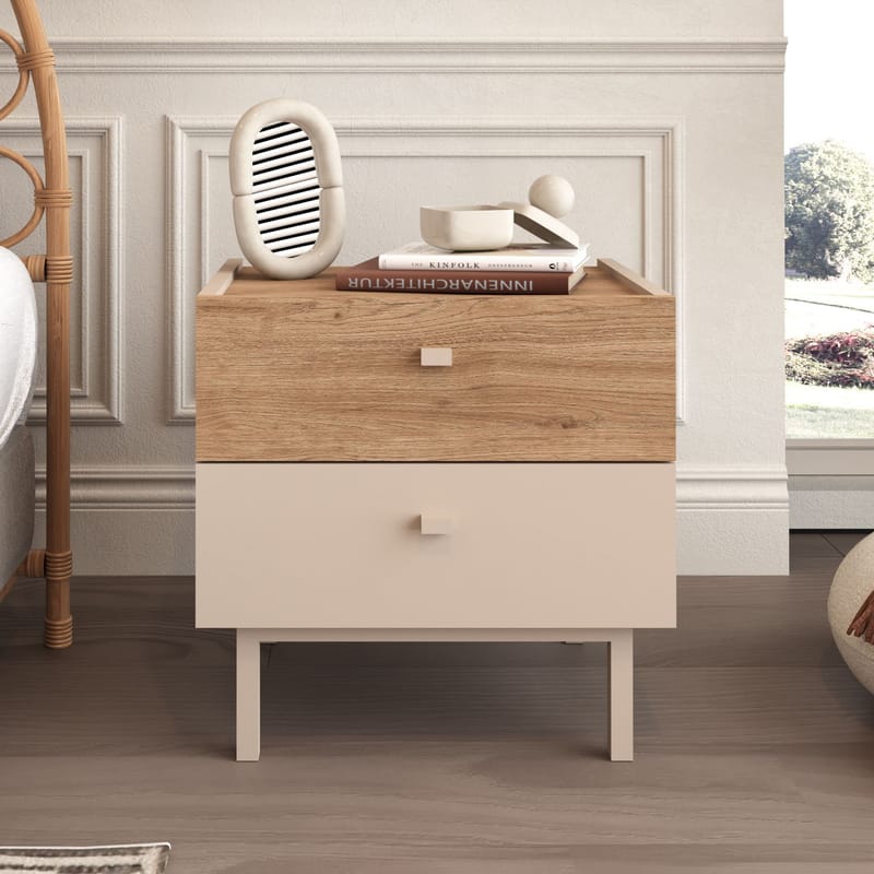 Nattbord Hanah Home Luke (47,9 x 47 x 36,8 cm) Sand eik - Sand eik - Møbler - Bord - Avlastningsbord & sidobord - Sengebord & nattbord