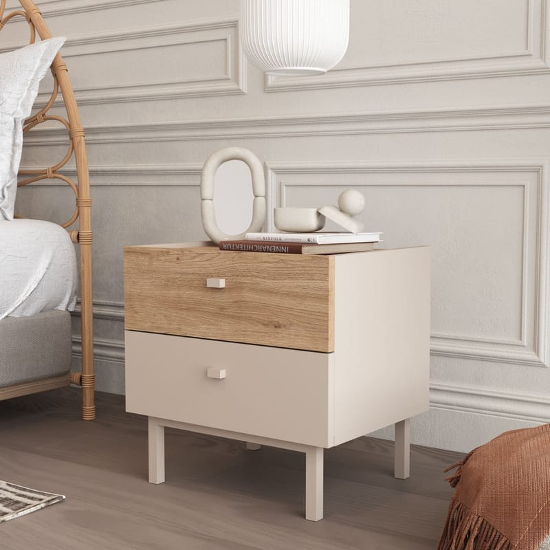 Nattbord Hanah Home Luke (47,9 x 47 x 36,8 cm) Sand eik - Sand eik - Møbler - Bord - Avlastningsbord & sidobord - Sengebord & nattbord